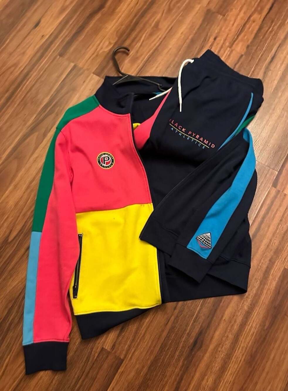 Black Pyramid Athletics Colorblock Tracksuit Zip Jacket and Pants Set